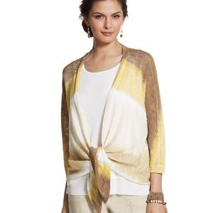Chico's Brown Yellow Beige Ombre Open Front Cardigan Sweater Size 1 small Nwt